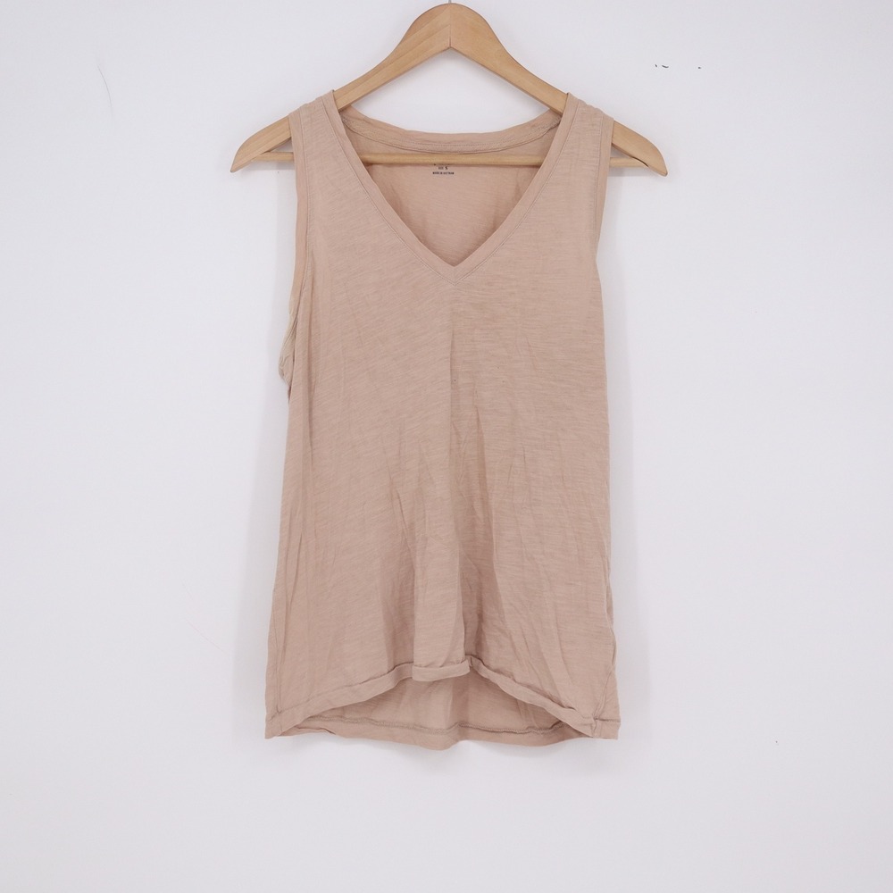 Madewell Tank Top Womens S Whisper Cotton V-Neck Tan Slub Knit Fair